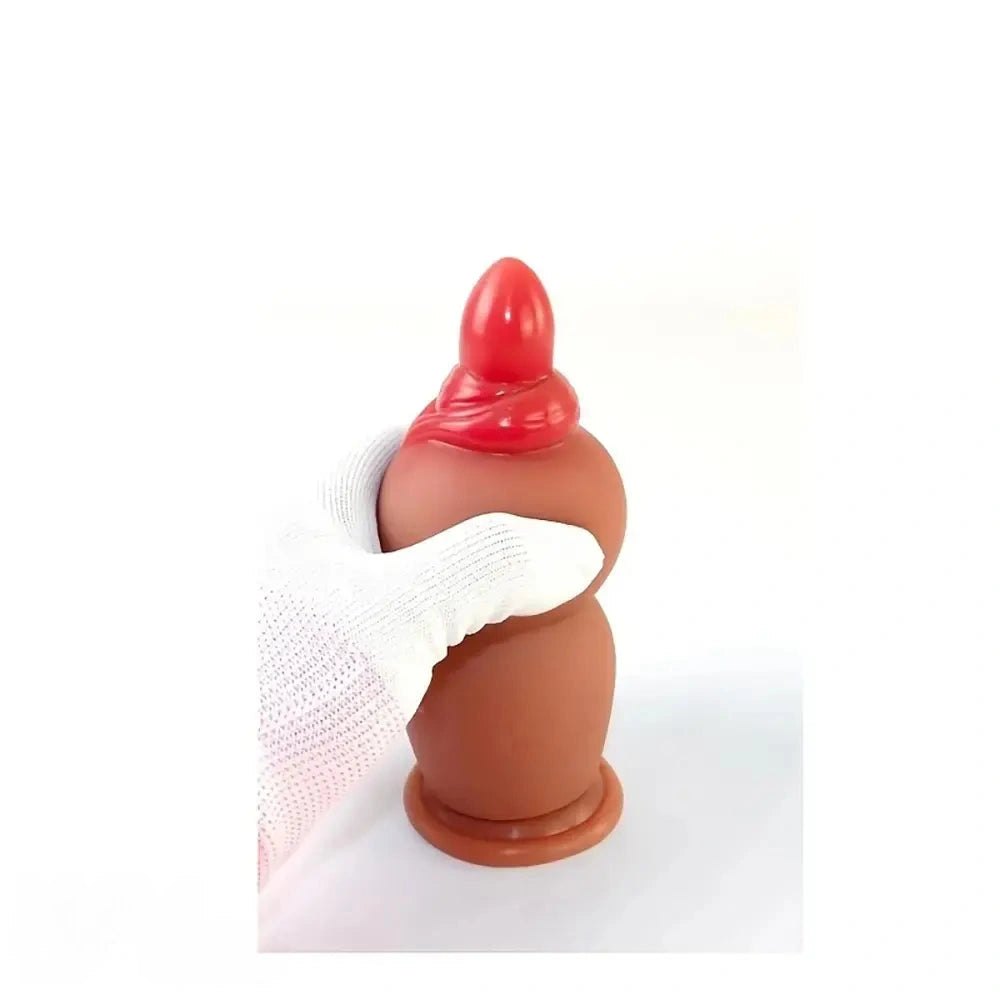 Flesh curved g-spot silicone dildo, photo 3