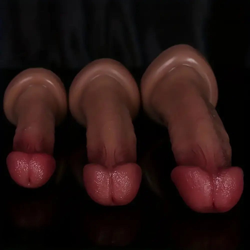 Brown curved silicone g-spot dildo, photo 4