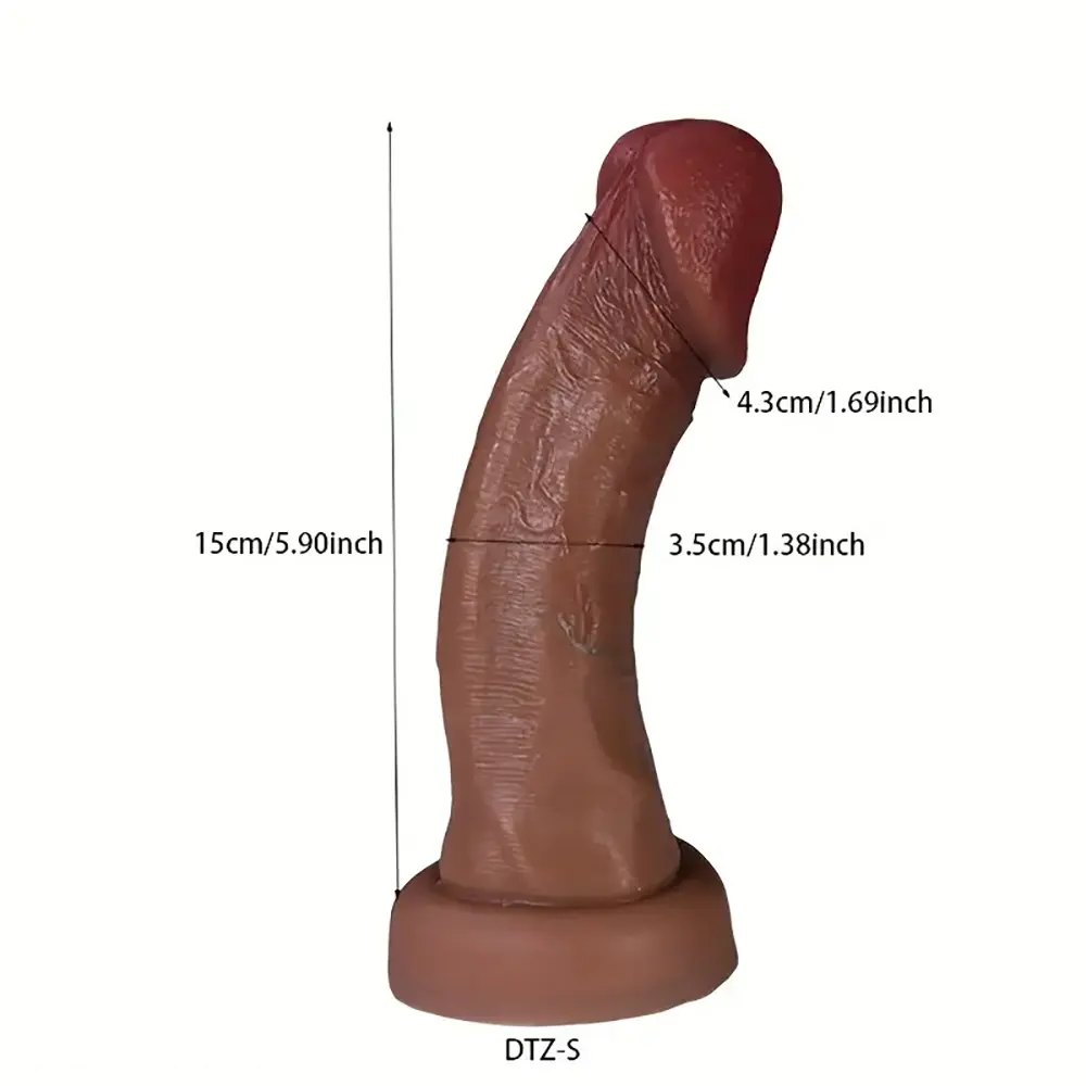 Brown curved silicone g-spot dildo, photo 7