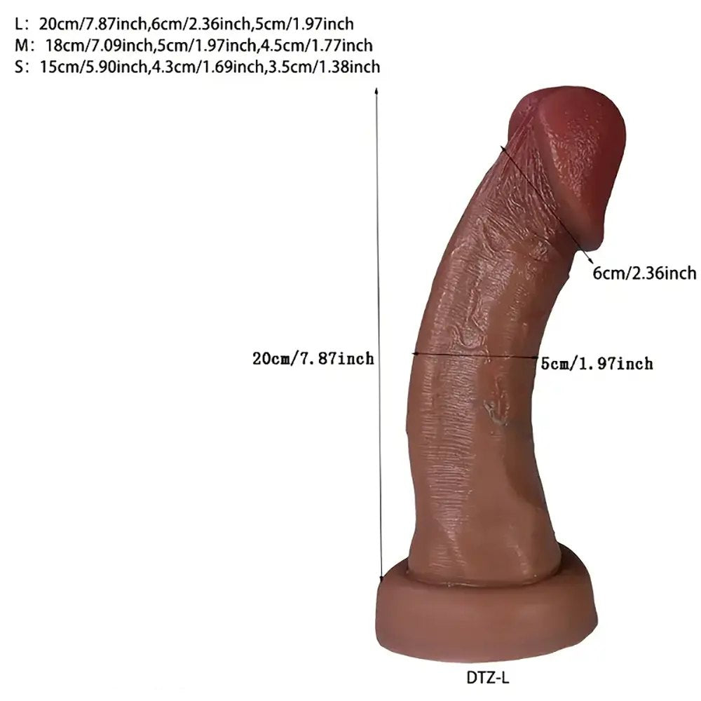 Brown curved silicone g-spot dildo, photo 8