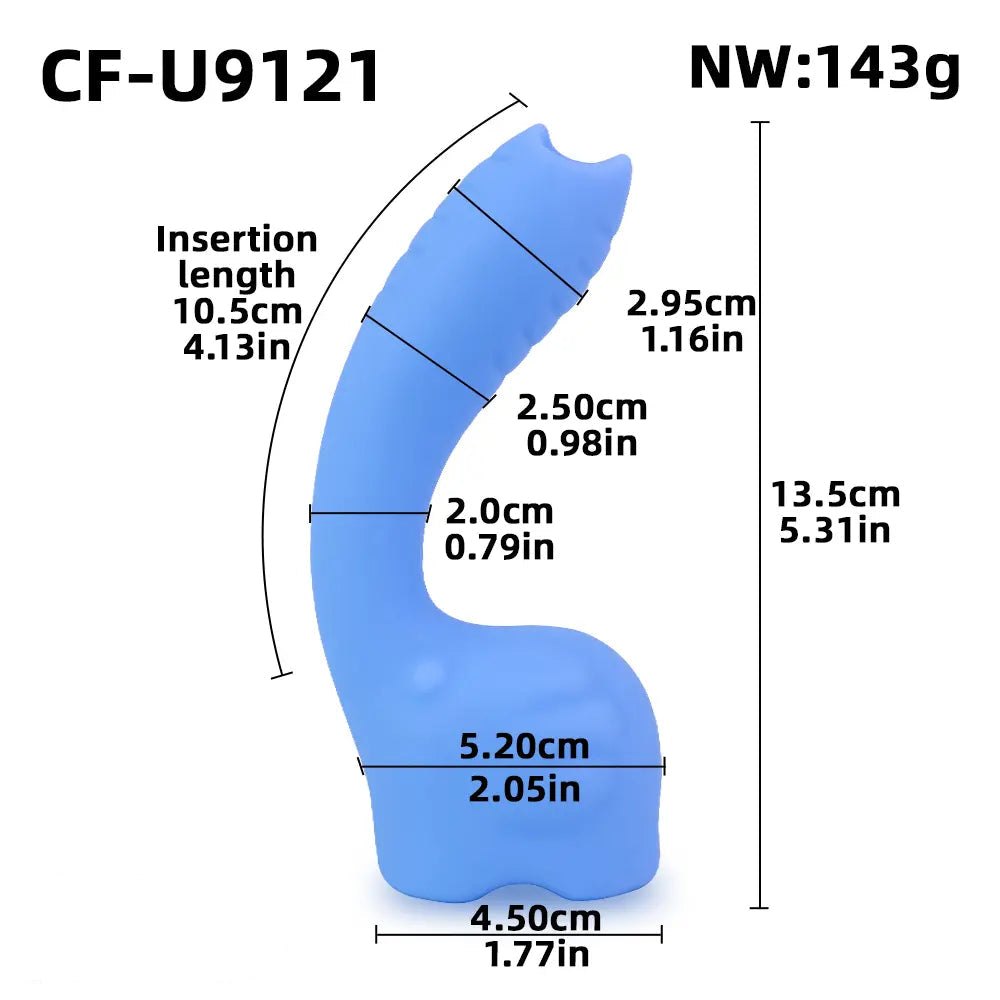 Blue curved hook silicone g-spot dildo