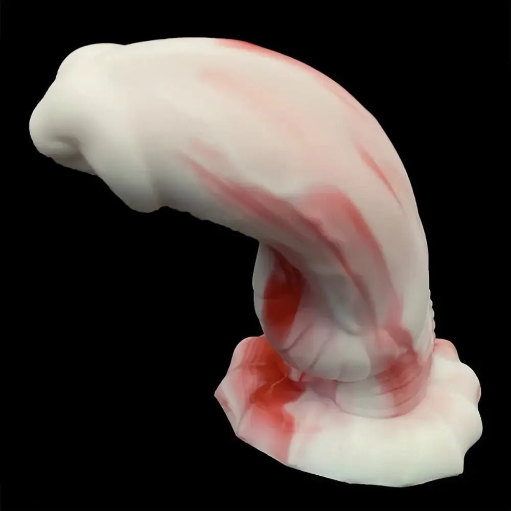 Red and white marbled knotted animal dildo, photo 2