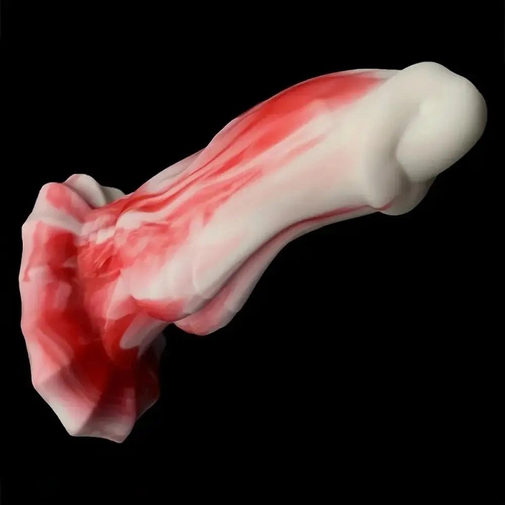 Red and white marbled knotted animal dildo, photo 5