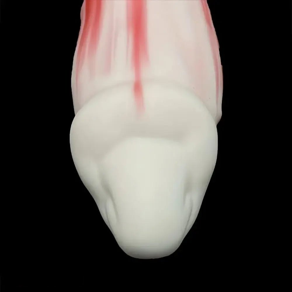 Red and white marbled knotted animal dildo, photo 8