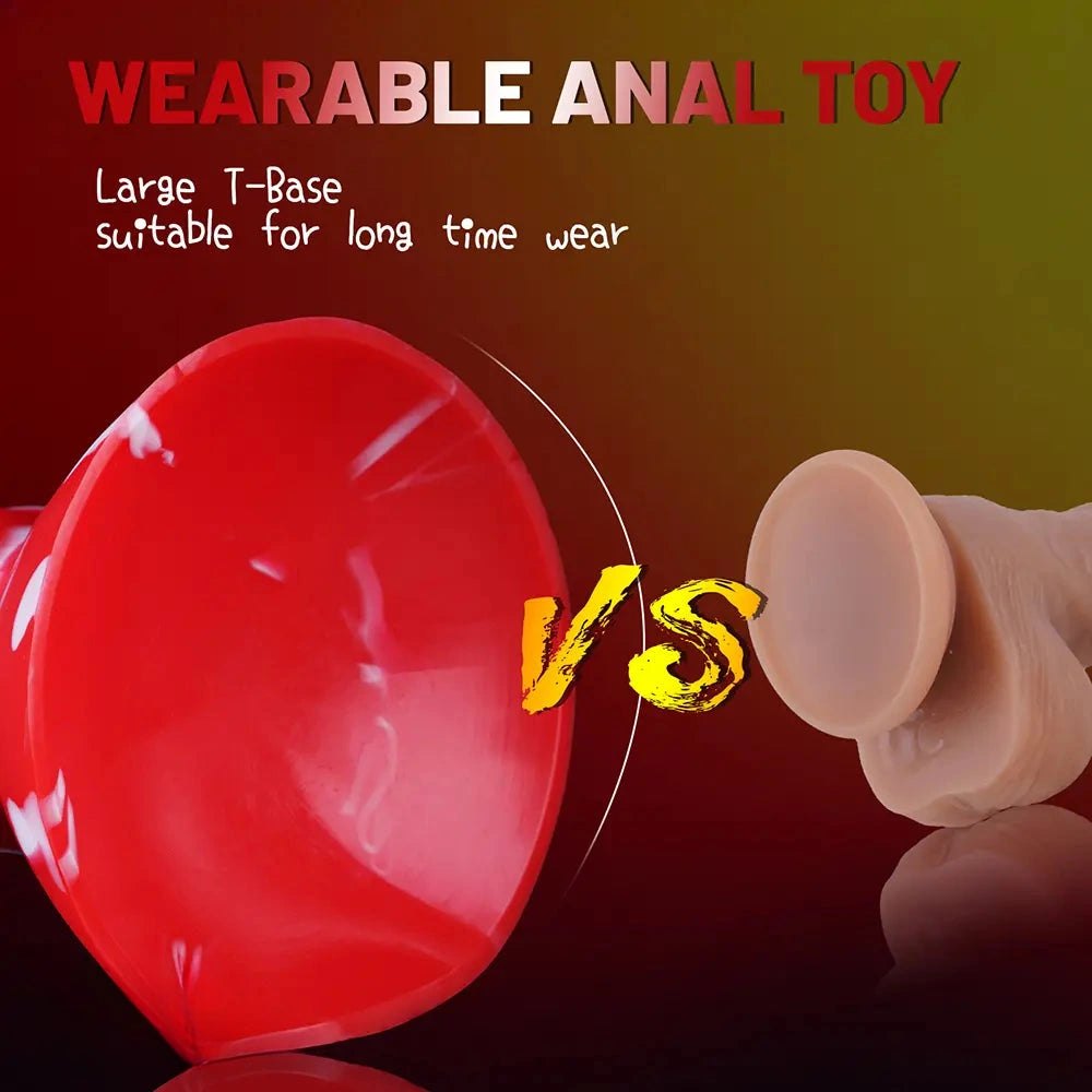 Red and white marbled silicone knot dildo, photo 8