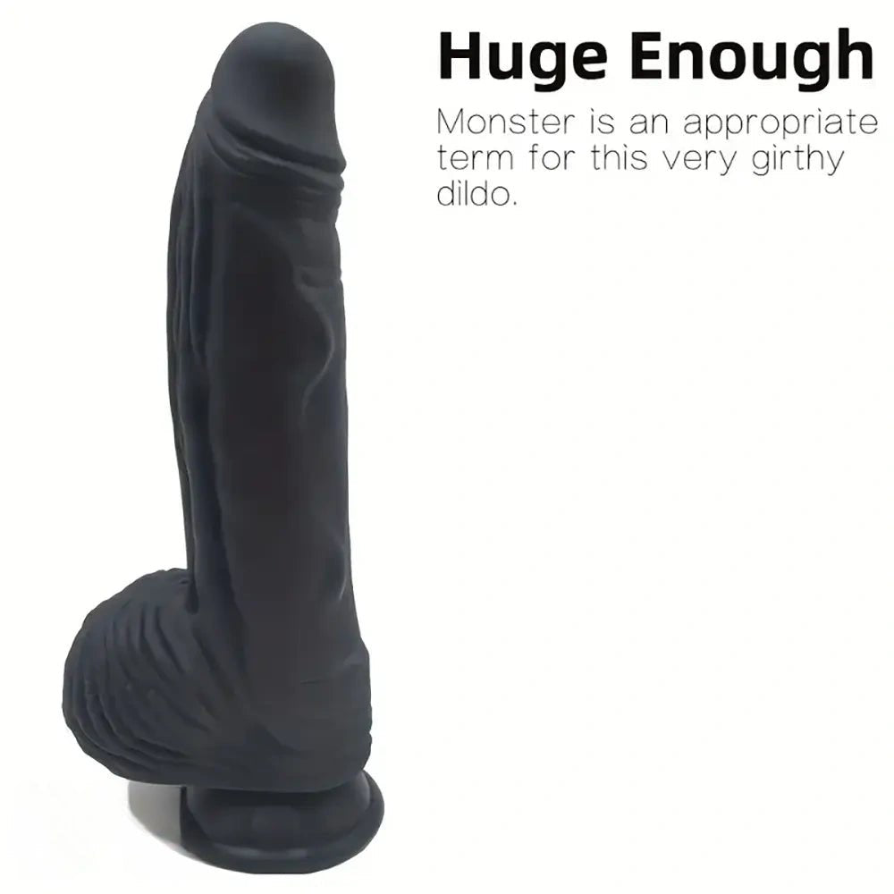 Black curved silicone dildo, photo 1