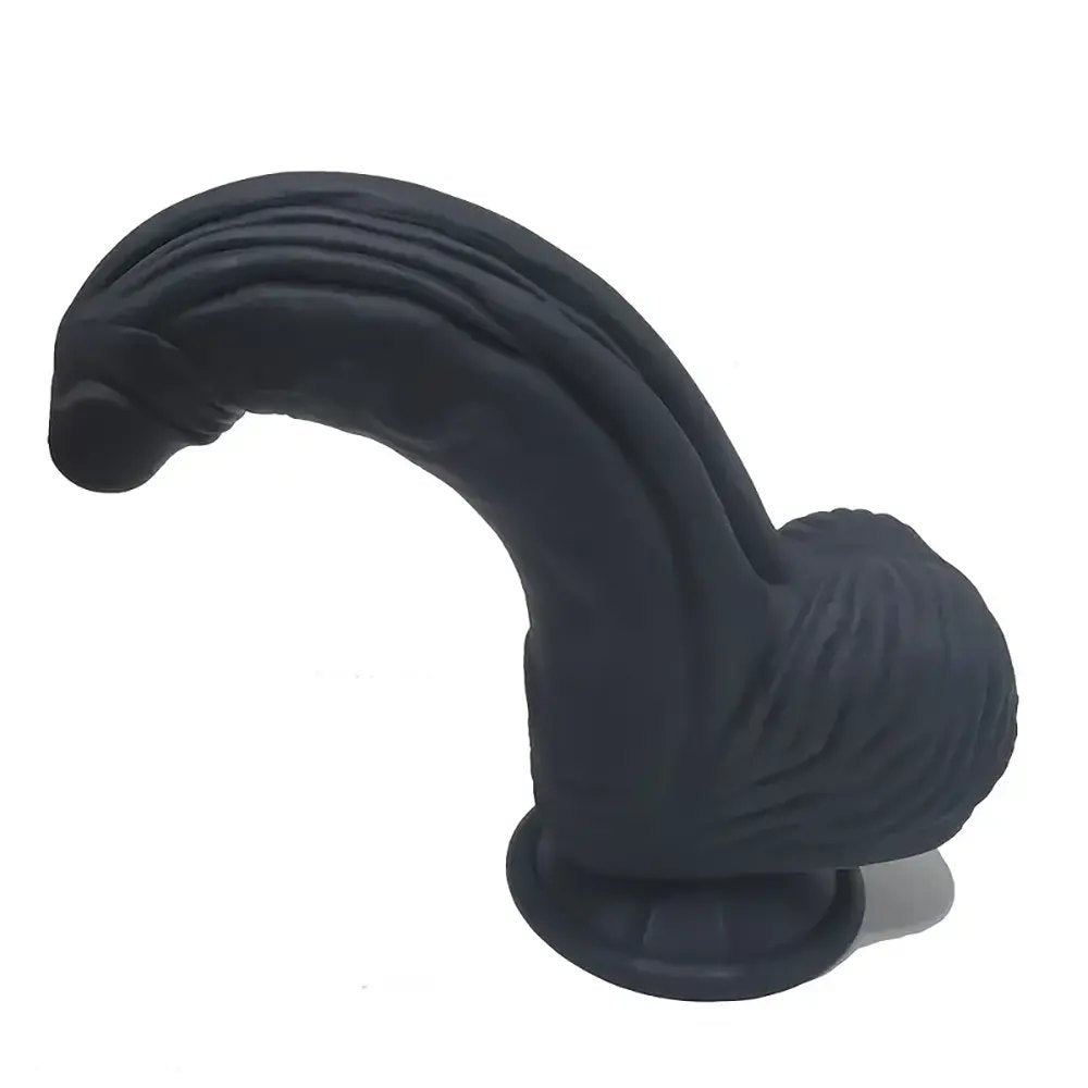 Black curved silicone dildo, photo 2