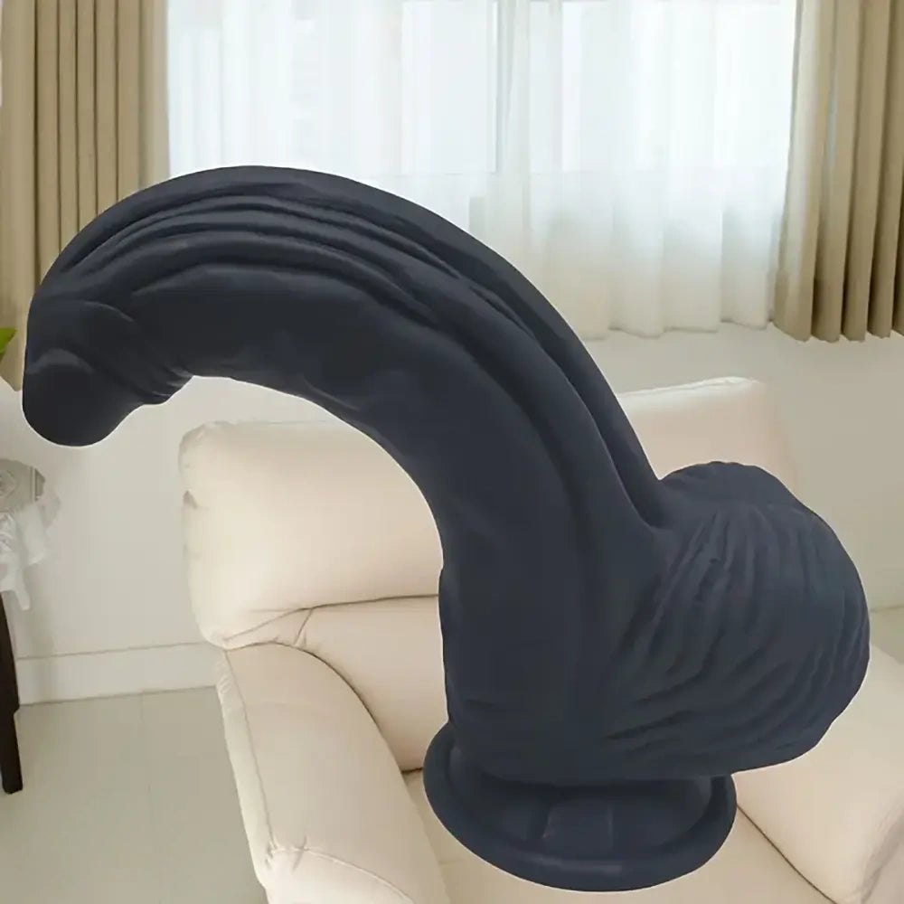 Black curved silicone dildo, photo 3
