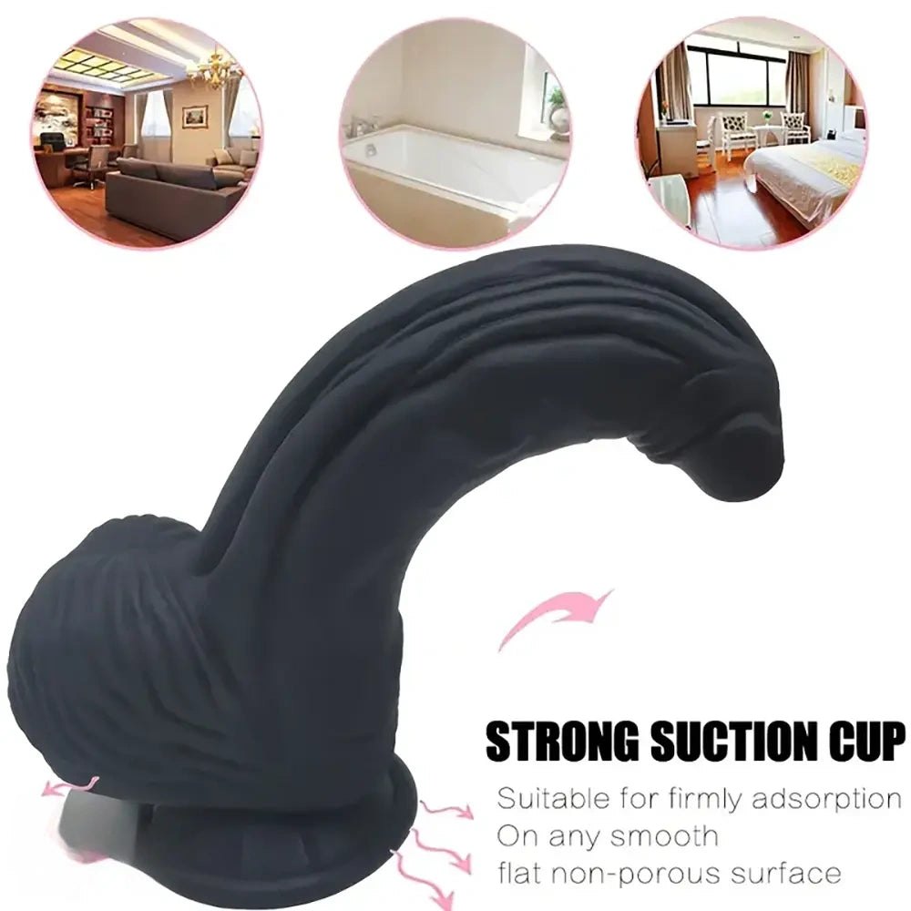 Black curved silicone dildo, photo 4