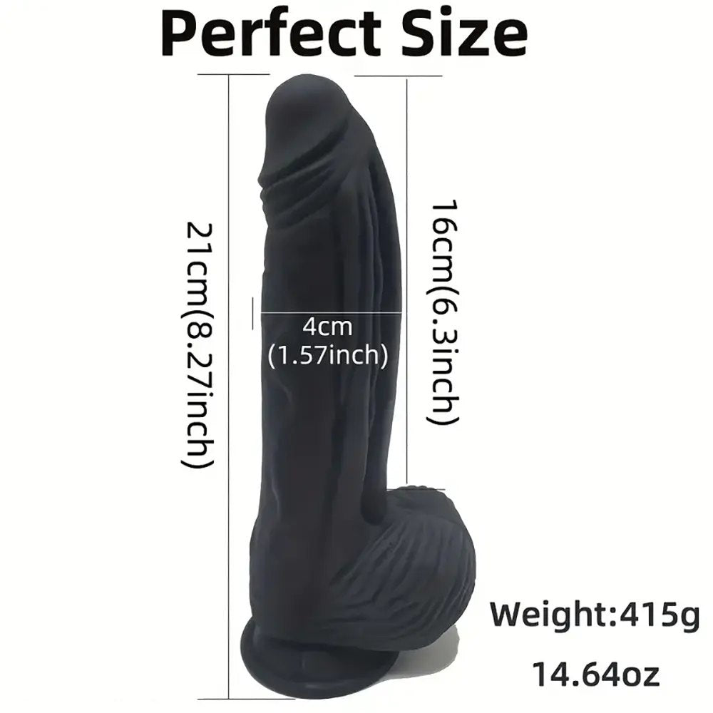 Black curved silicone dildo, photo 5