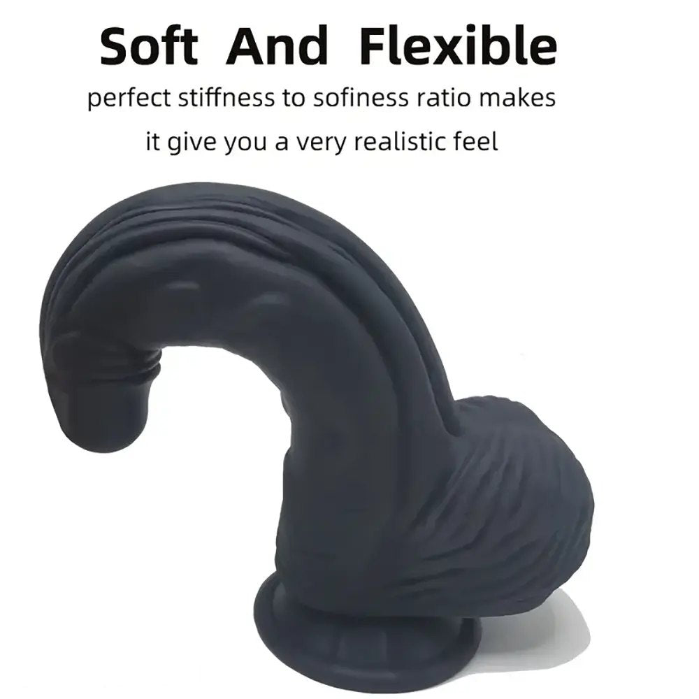 Black curved silicone dildo, photo 6
