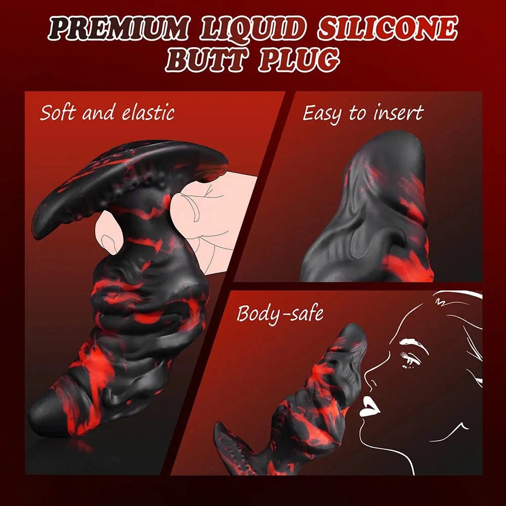 Mixed color curved loop silicone fantasy dildo, photo 6