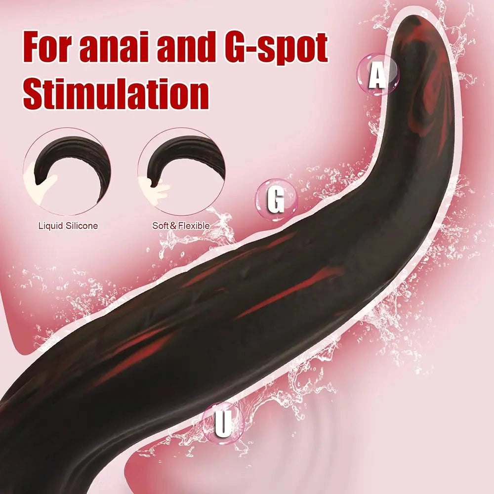 Black and red marbled fantasy dildo, photo 4