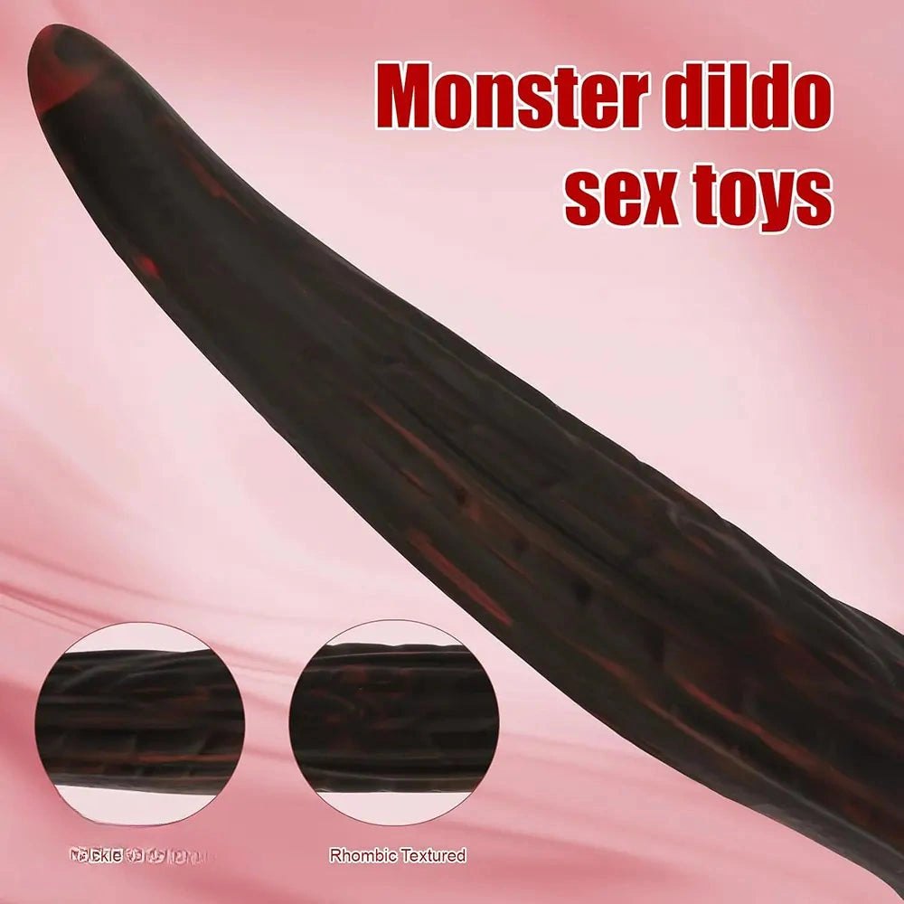 Black and red marbled fantasy dildo, photo 5