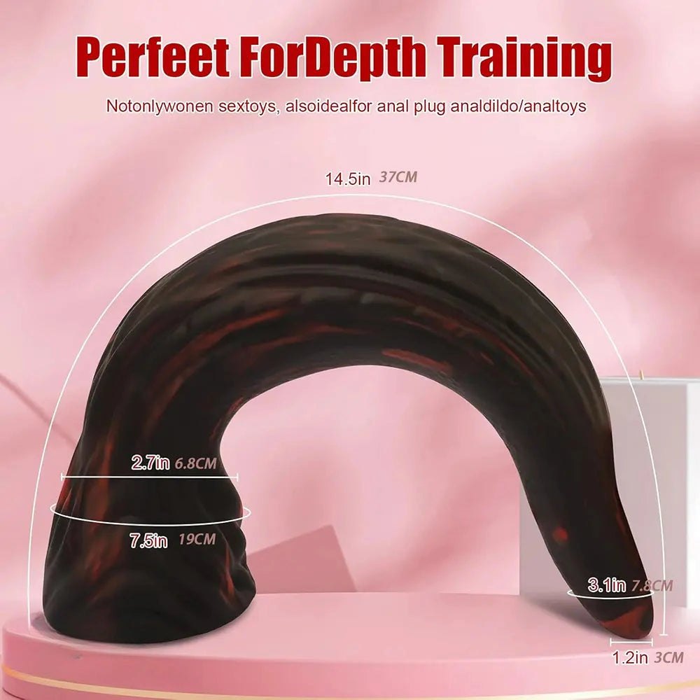Black and red marbled fantasy dildo, photo 6