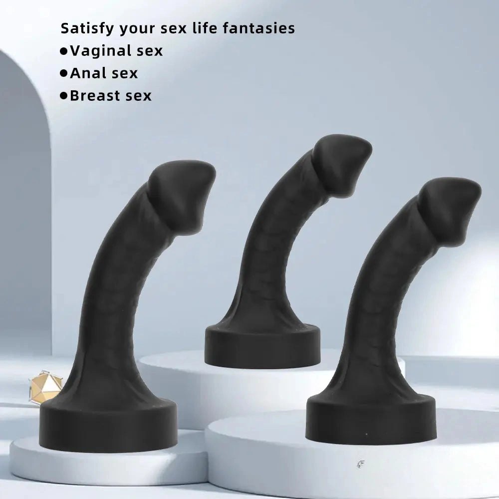 Black curved mushroom-head dildo, photo 2