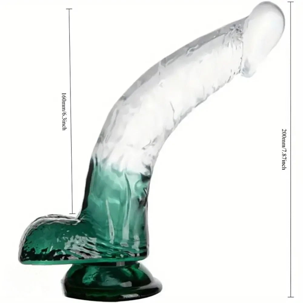 Green curved TPE G-spot dildo with suction cup base