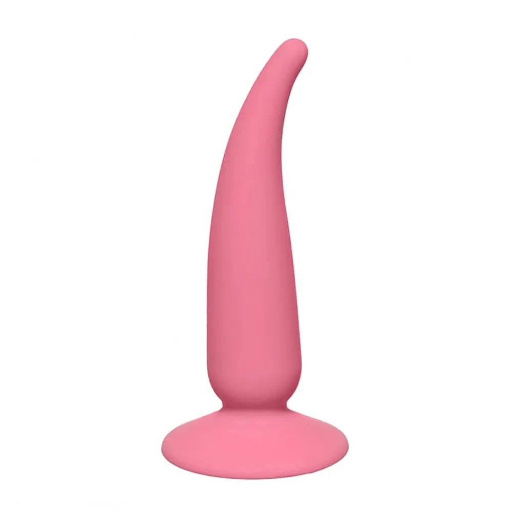 Pink silicone curved butt plug, photo 1