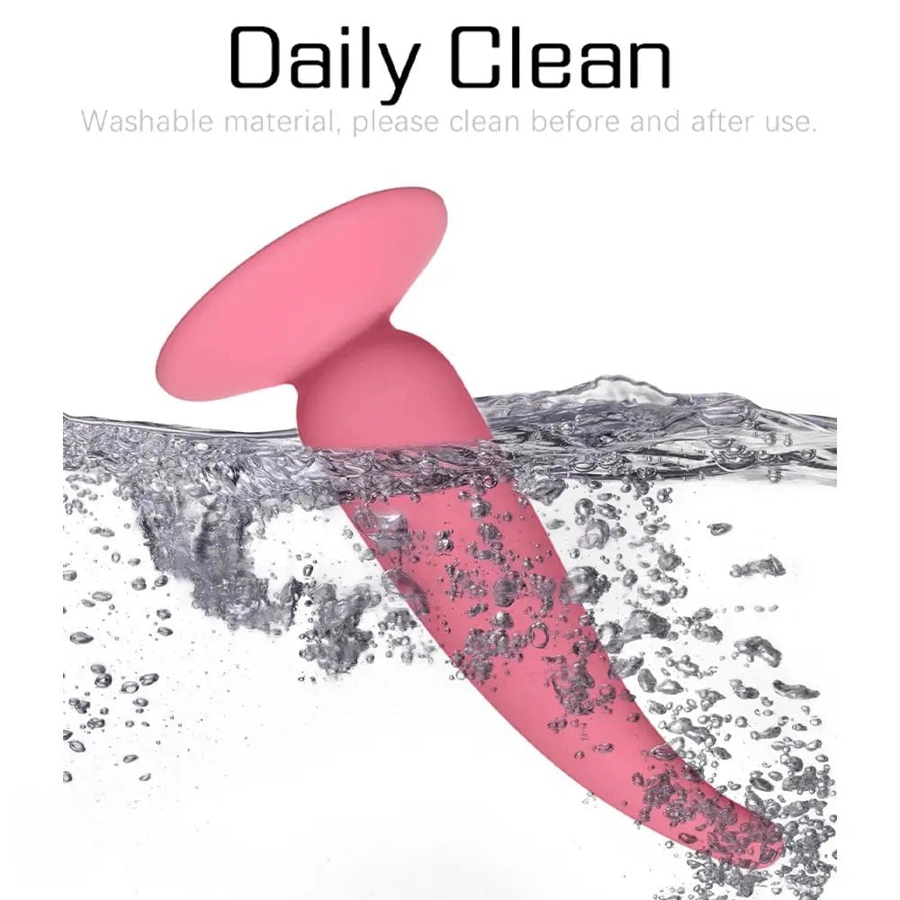 Pink silicone curved butt plug, photo 2