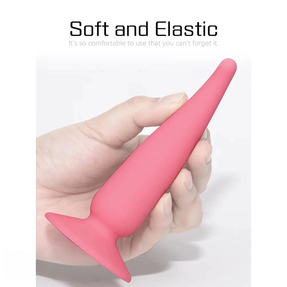 Pink silicone curved butt plug, photo 4