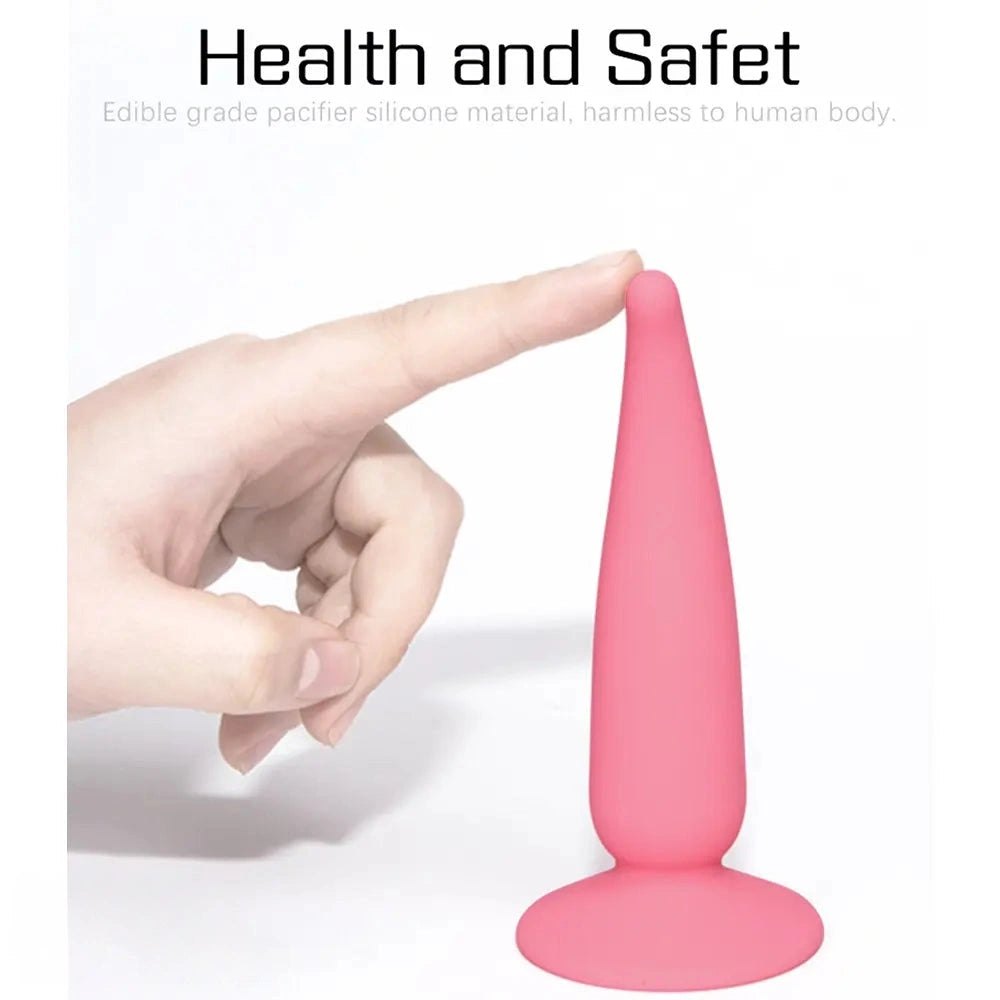 Pink silicone curved butt plug, photo 5