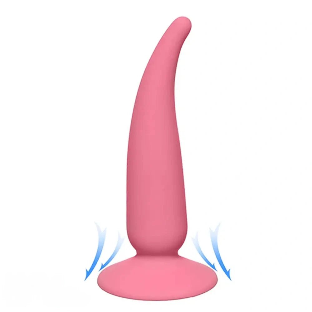 Pink silicone curved butt plug, photo 6