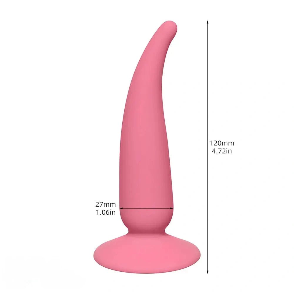 Pink silicone curved butt plug, photo 7