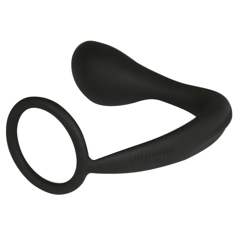 Black silicone prostate massager with cock ring, photo 3