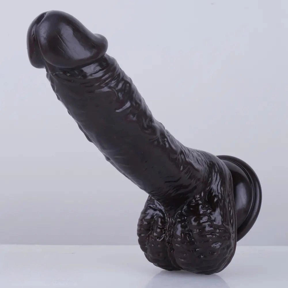 Curved PVC realistic dildo with suction cup base, photo 11