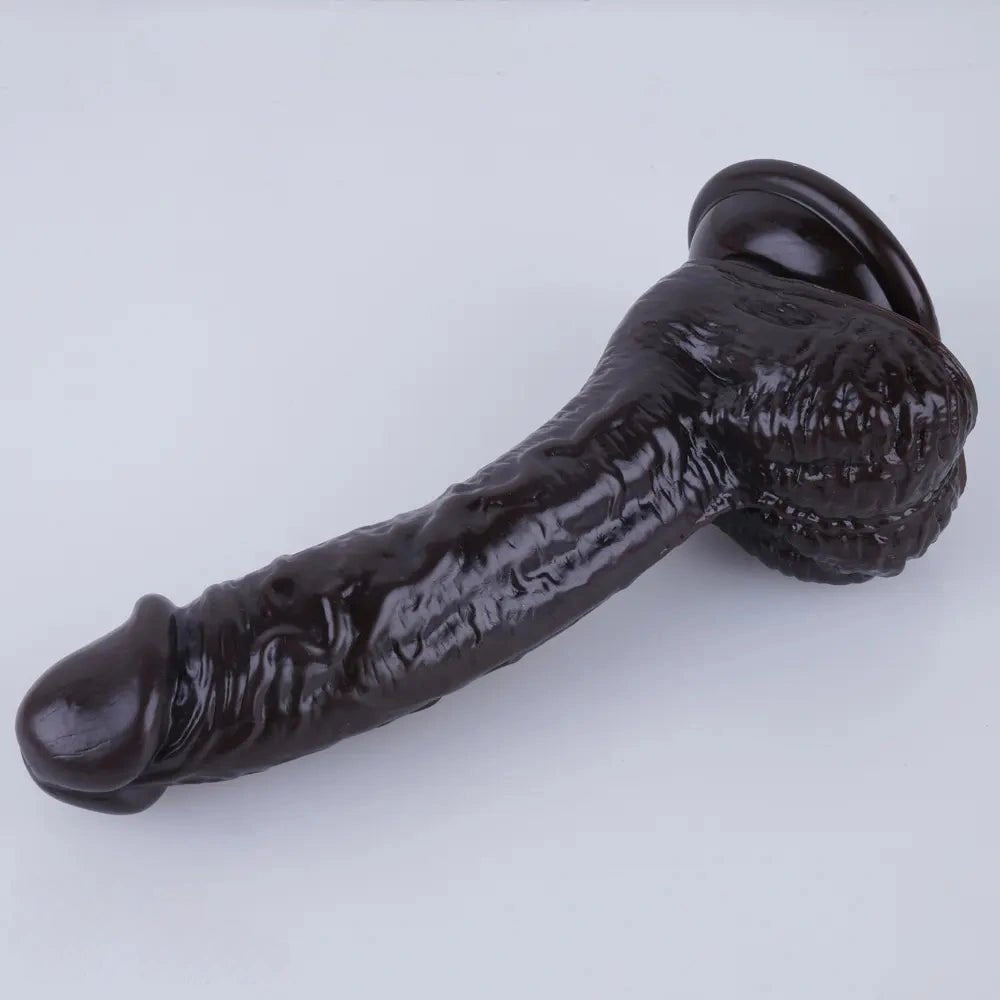 Curved PVC realistic dildo with suction cup base, photo 12
