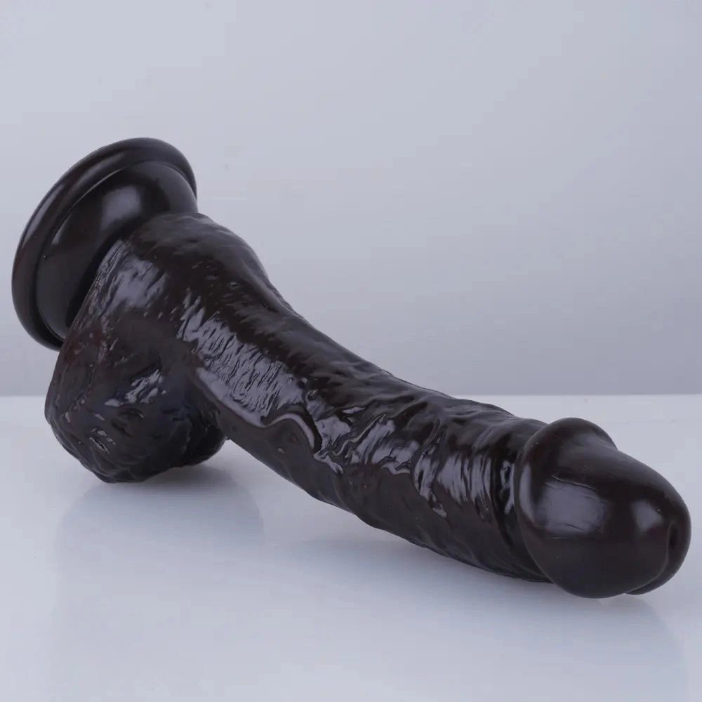 Curved PVC realistic dildo with suction cup base, photo 13