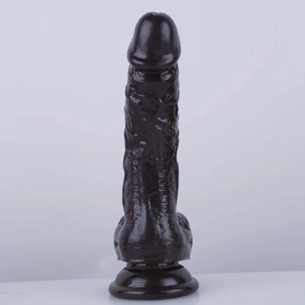 Curved PVC realistic dildo with suction cup base, photo 14