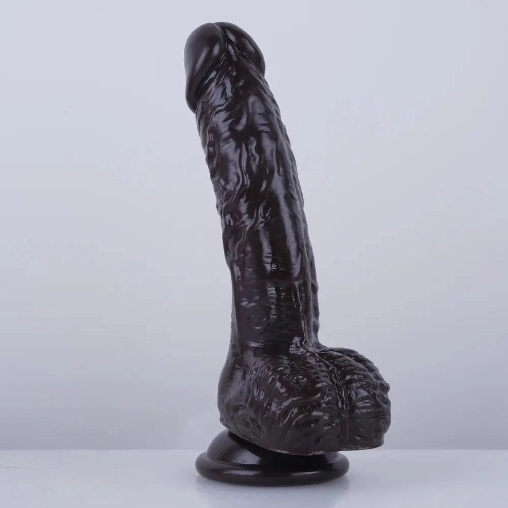 Curved PVC realistic dildo with suction cup base, photo 15