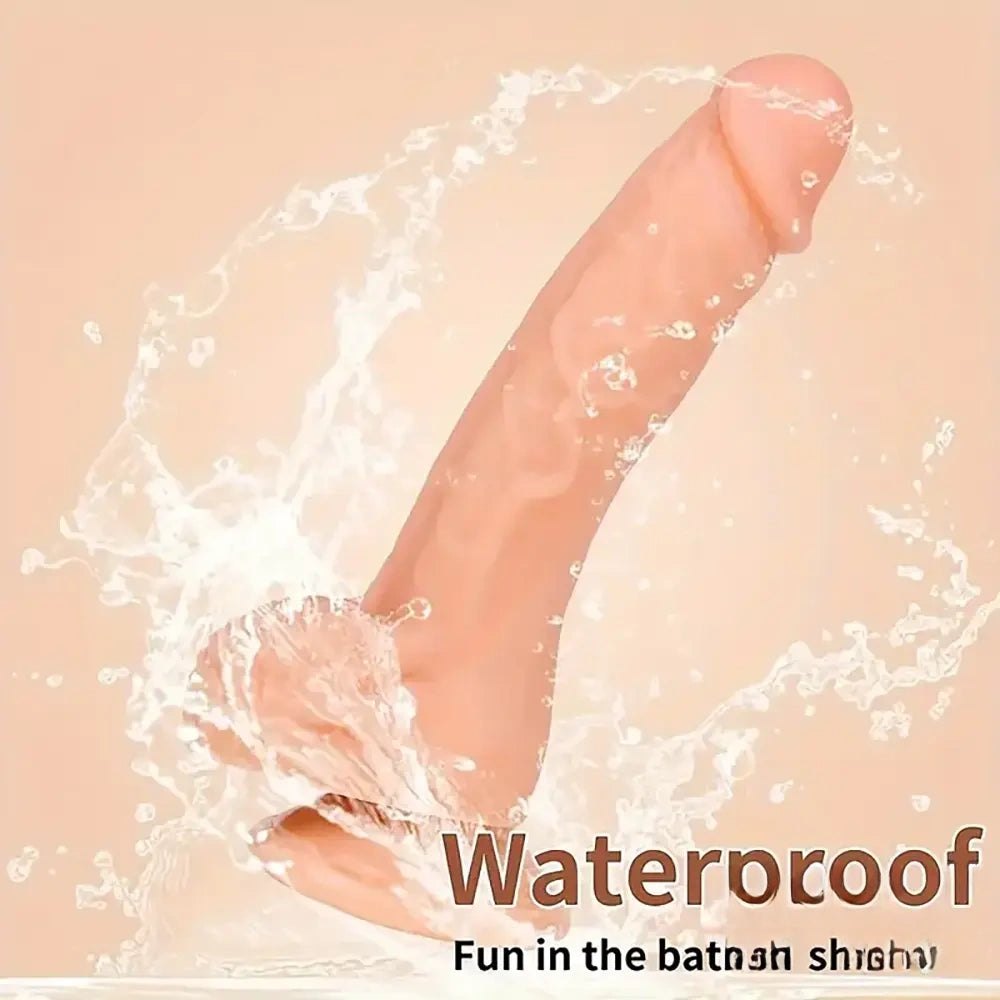 Flesh tone curved PVC realistic dildo with balls, photo 7