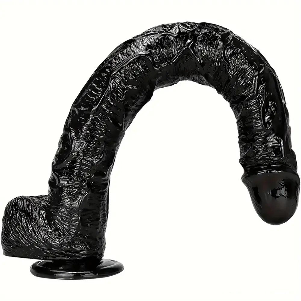 Black curved realistic dildo, photo 1