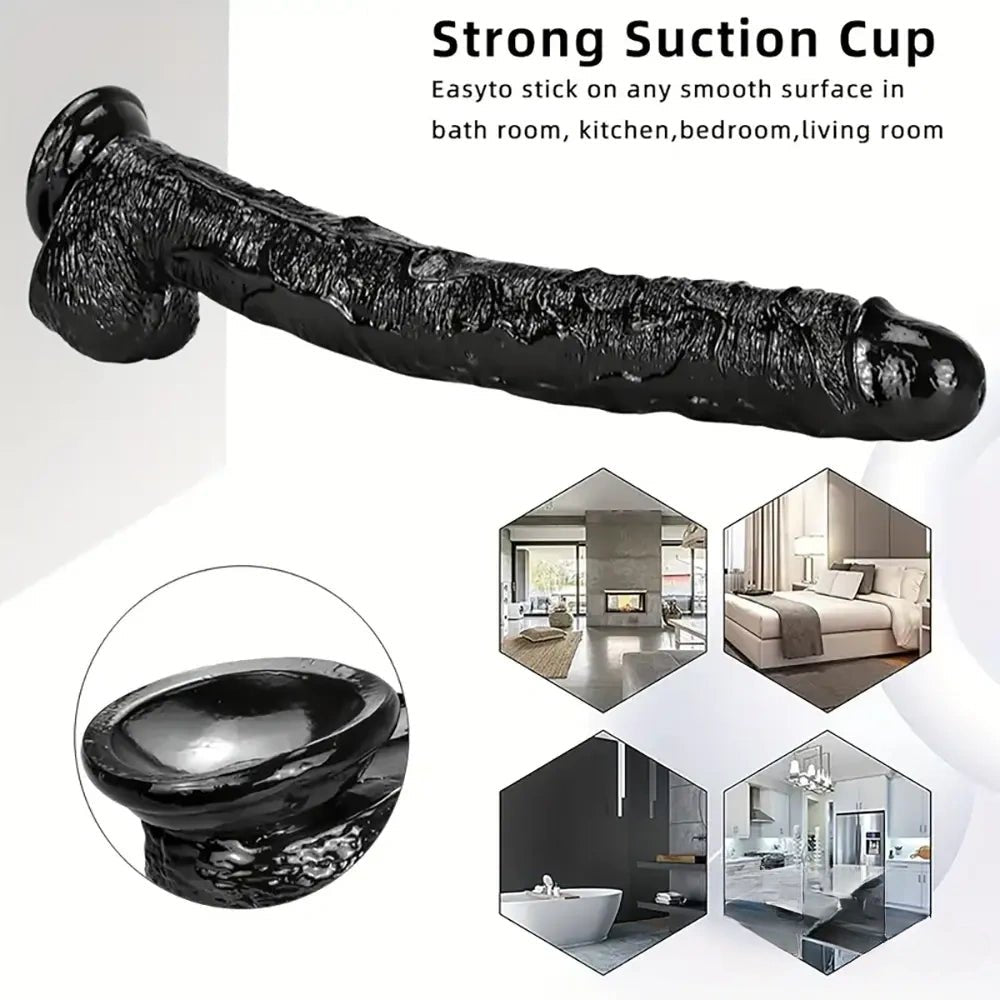Black curved realistic dildo, photo 4