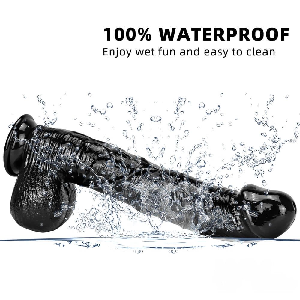 Black realistic curved dildo with suction cup base, photo 6