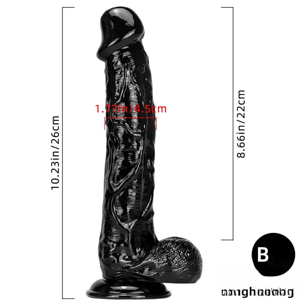 Black realistic curved dildo with suction cup base, photo 8