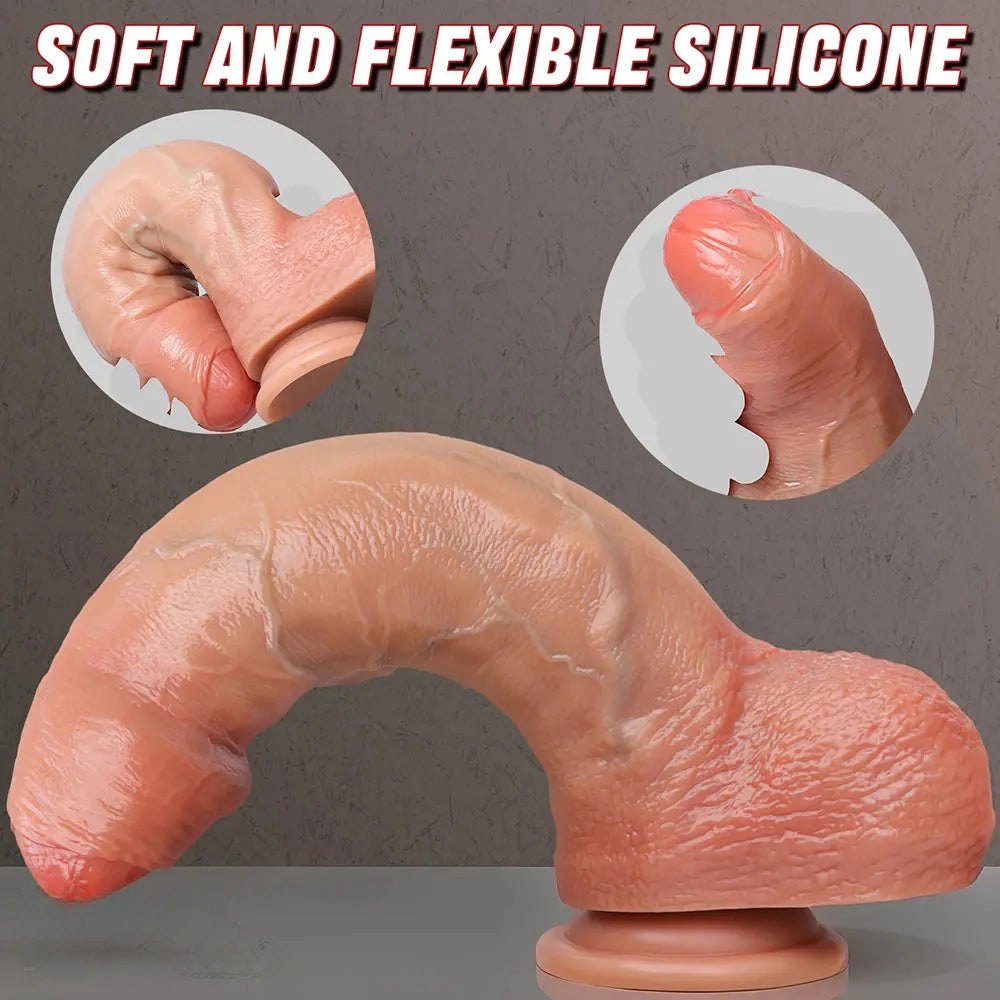 Flesh curved silicone g-spot dildo, photo 5