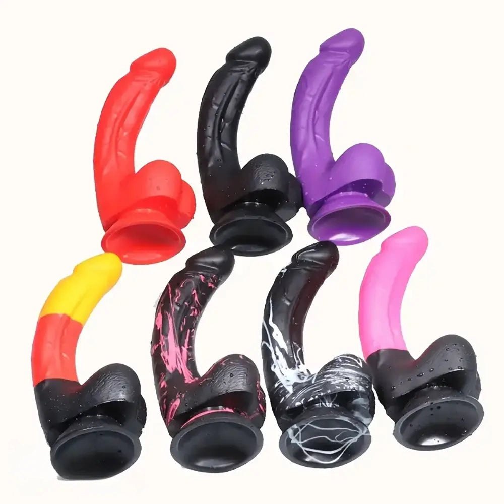 Curved realistic dildo with suction cup base, photo 1