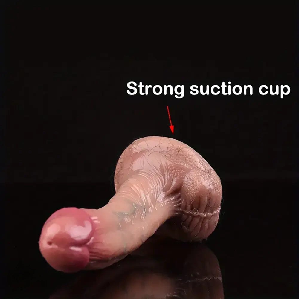 Flesh curved realistic silicone dildo, photo 7
