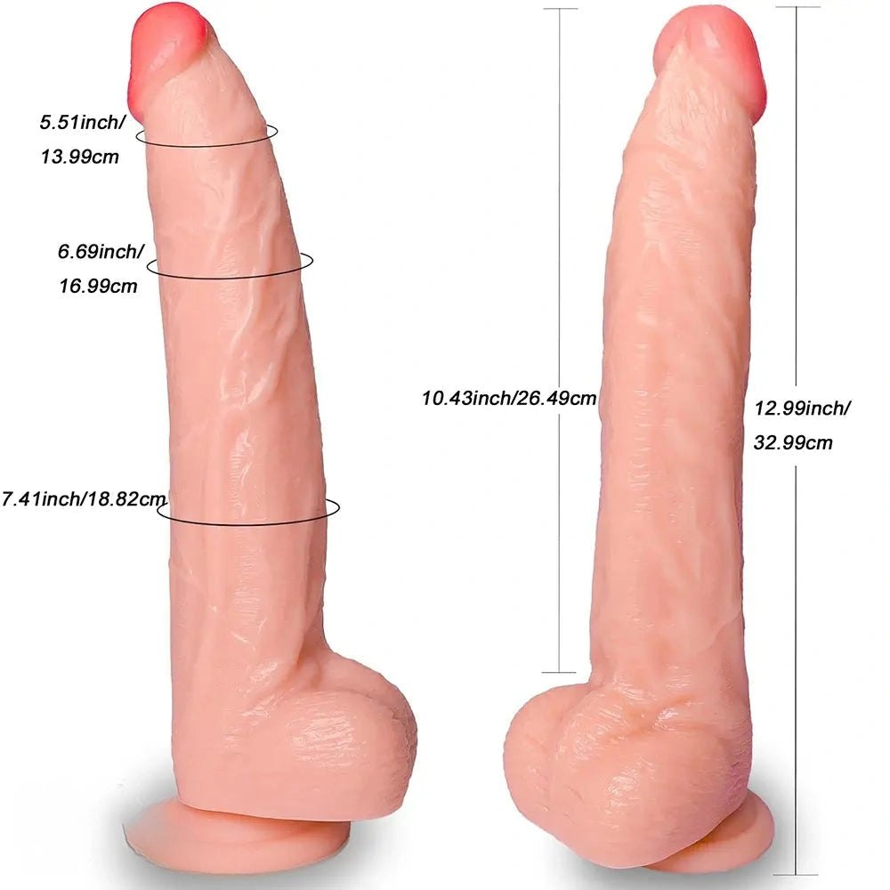 Flesh curved realistic dildo with veined texture