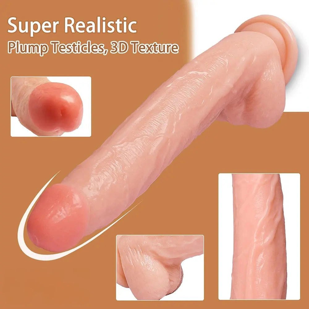 Curved realistic dildo with veined texture, photo 13