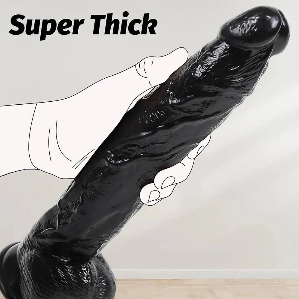 Curved realistic dildo with veined texture, photo 7