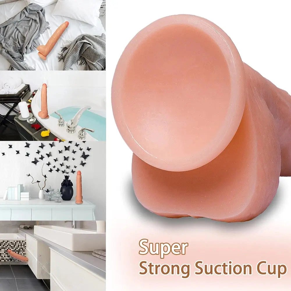 Curved realistic dildo with veined texture, photo 9