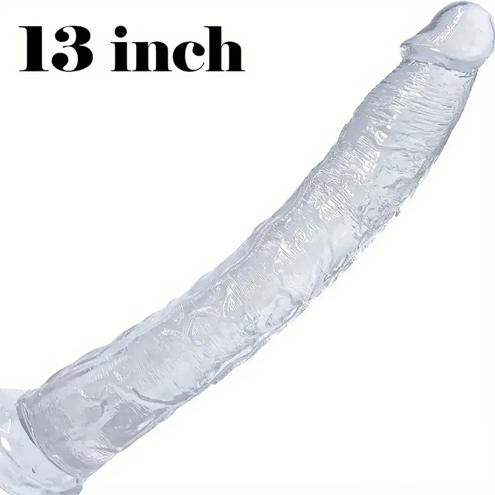 Clear curved realistic pvc dildo