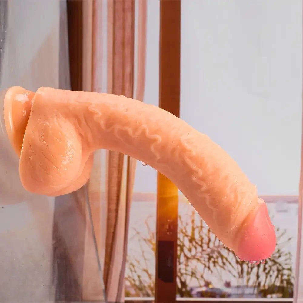 Brown curved realistic PVC dildo