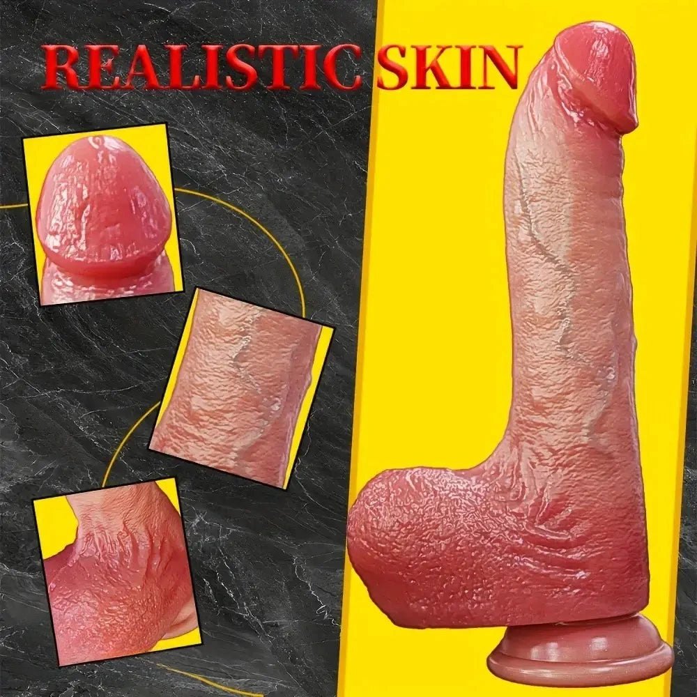 Flesh curved realistic silicone dildo, photo 1