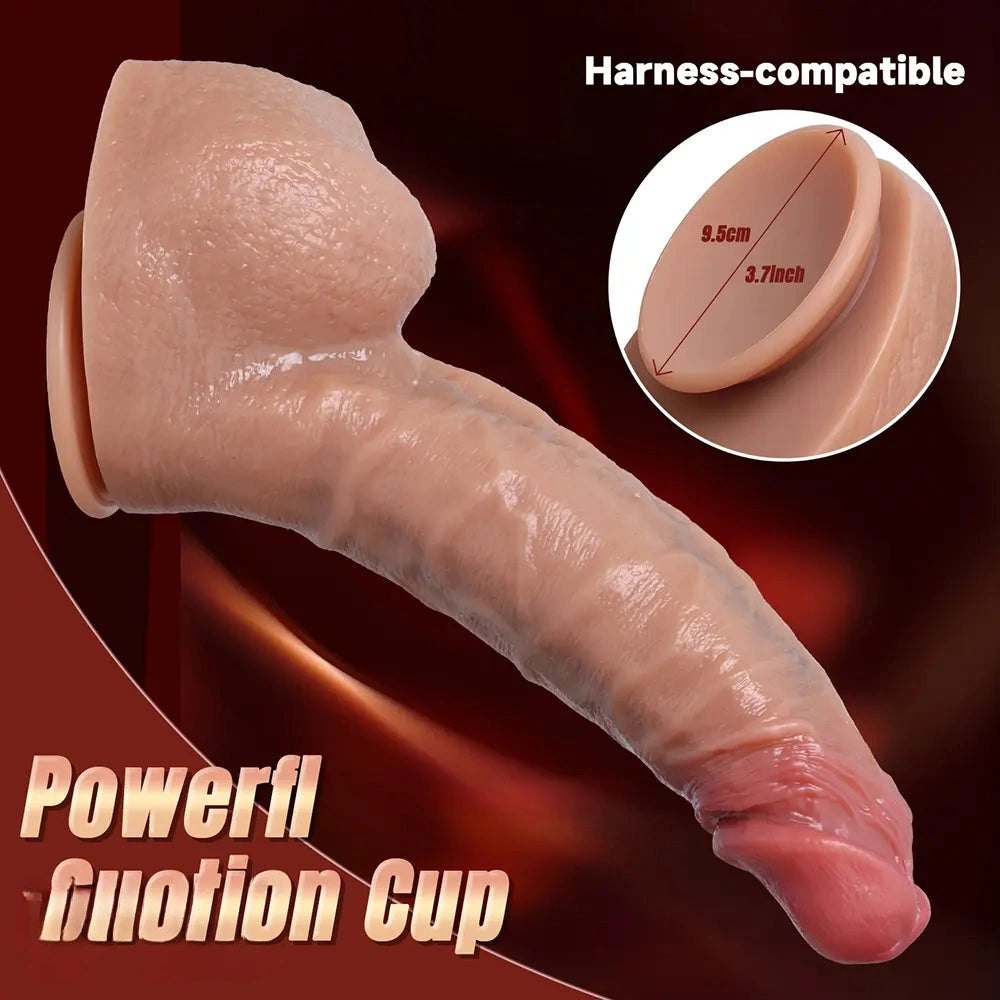 Flesh-tone curved silicone G-spot dildo, photo 7