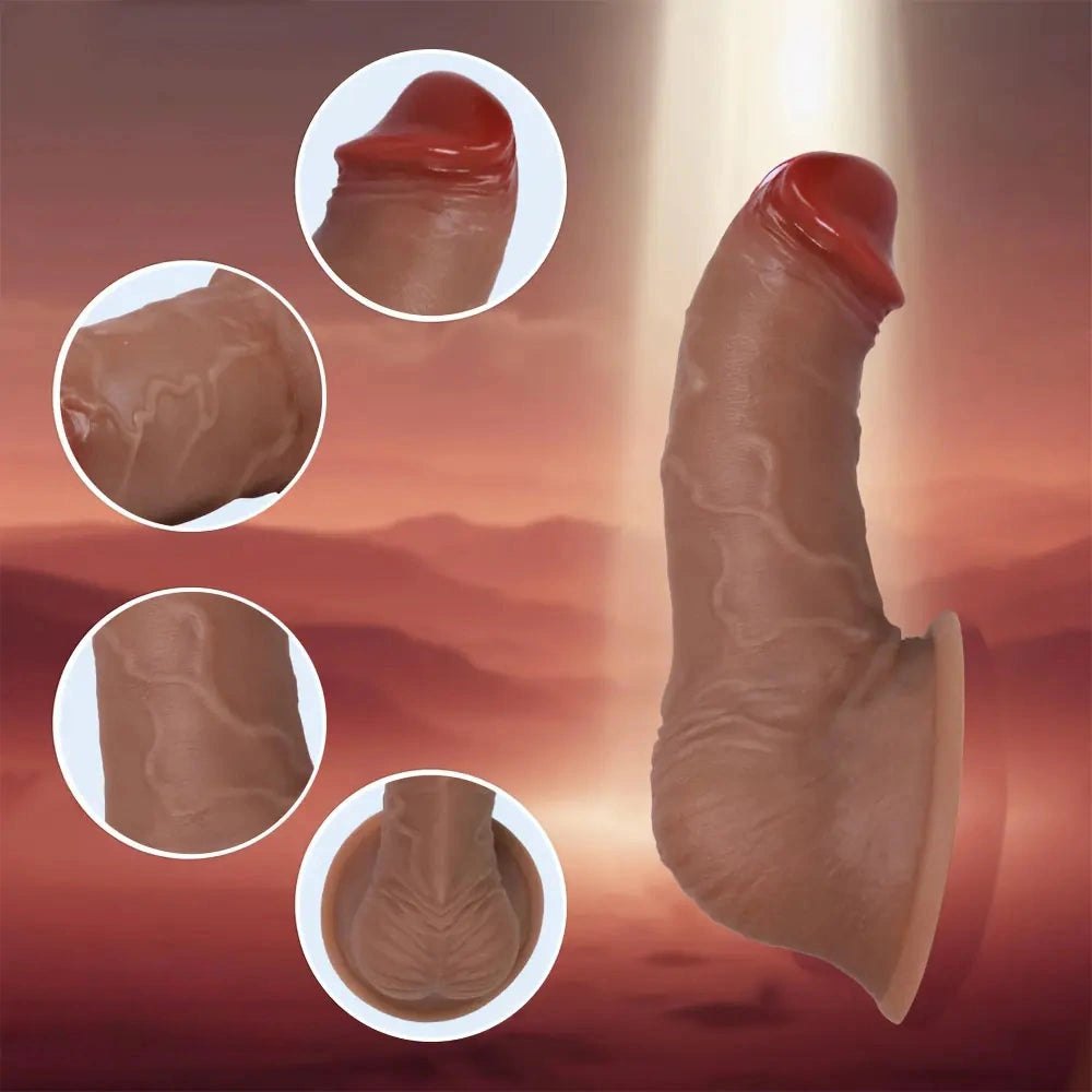 Flesh-toned curved realistic silicone dildo, photo 1